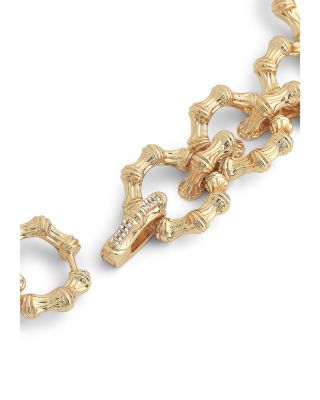 Sculpted Bamboo Chain Necklace in 18K Gold Plated, 17"