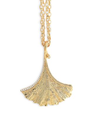 Gingko Pendant Necklace in 18K Gold Plated, 36"