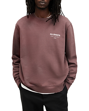 Shop Allsaints Underground Organic Cotton Graphic Sweatshirt In Deep Mauve