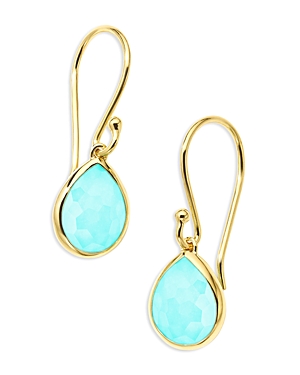 Ippolita 18k Yellow Gold Rock Candy Turquoise Teeny Teardrop Earrings In Blue/gold