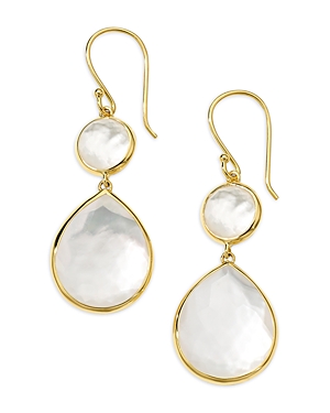 Shop Ippolita 18k Yellow Gold Rock Candy Mother Of Pearl & Rock Crystal Doublet Drop Earrings In White/gold