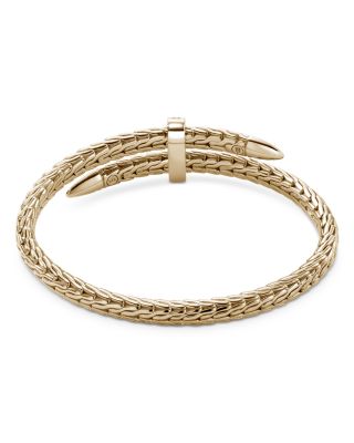 14K Yellow Gold Spear Diamond Woven Cuff Bracelet