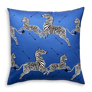 Scalamandre Zebra's Petite Decorative Pillow, 22 X 22 In Denim