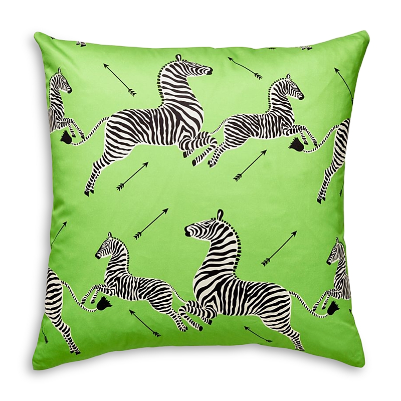 Scalamandre Zebra's Petite Decorative Pillow, 22 X 22 In Lime