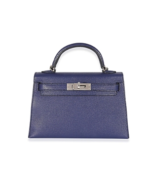 Pre-owned Hermes  Hermes Mini Kelly Ii 20 Leather Handbag In Blue