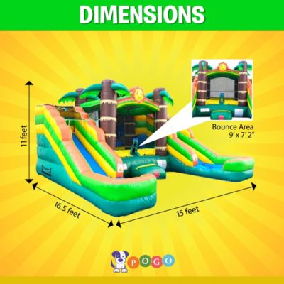  Inflatable and Double Slide Combo Unit Without Blower - Crossover Combo Bouncer, Kids Outdoor Toys, Jumpers for Kids