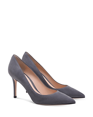 Shop Gianvito Rossi Women's Gianvito Pointed Toe High Heel Pumps In Camoscio Lapis