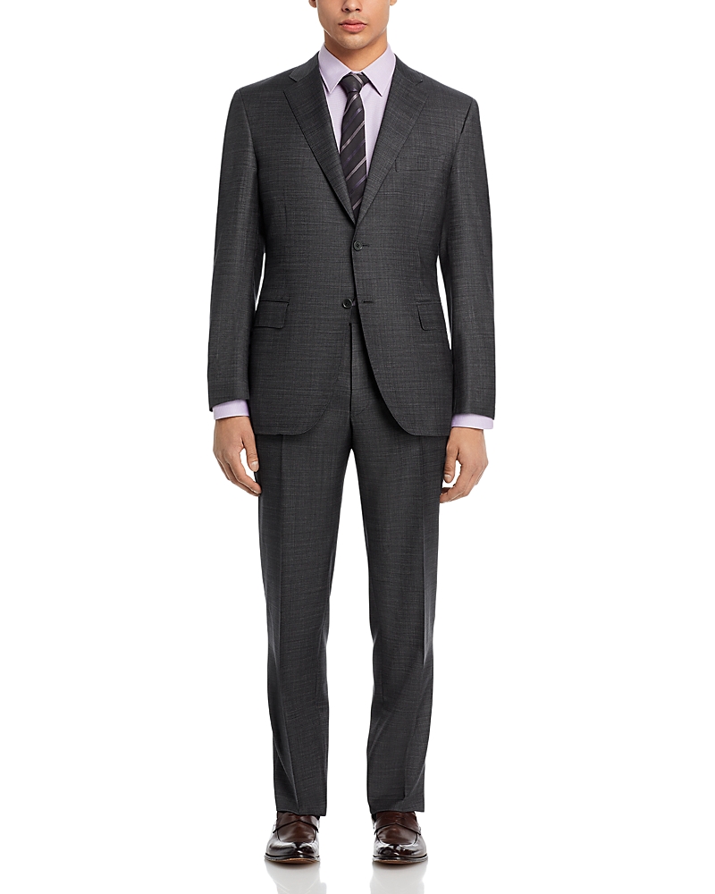 Canali Siena Denim Effect Classic Fit Suit In Charcoal