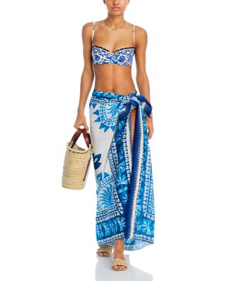 FARM Rio - Tile Dream Underwire Bikini Top, Tile Dream Bikini Bottom & Flora Tapestry Sarong Swim Cover-Up