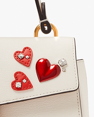 Kate Spade New York Katy Heart Embellished Texture Leather Small Top Handle Bag In Cream Multi
