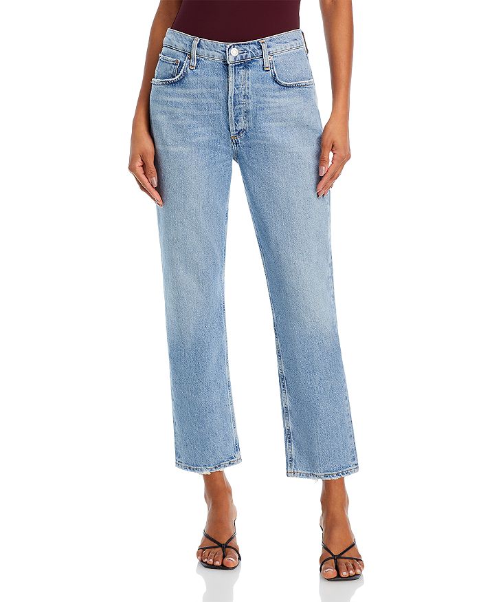 AGOLDE Riley High Rise Cropped Straight Jeans in Hassle | Bloomingdale's