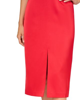 knee length dresses for ladies Aidan Mattox Crepe Back Satin One Shoulder Long Gown