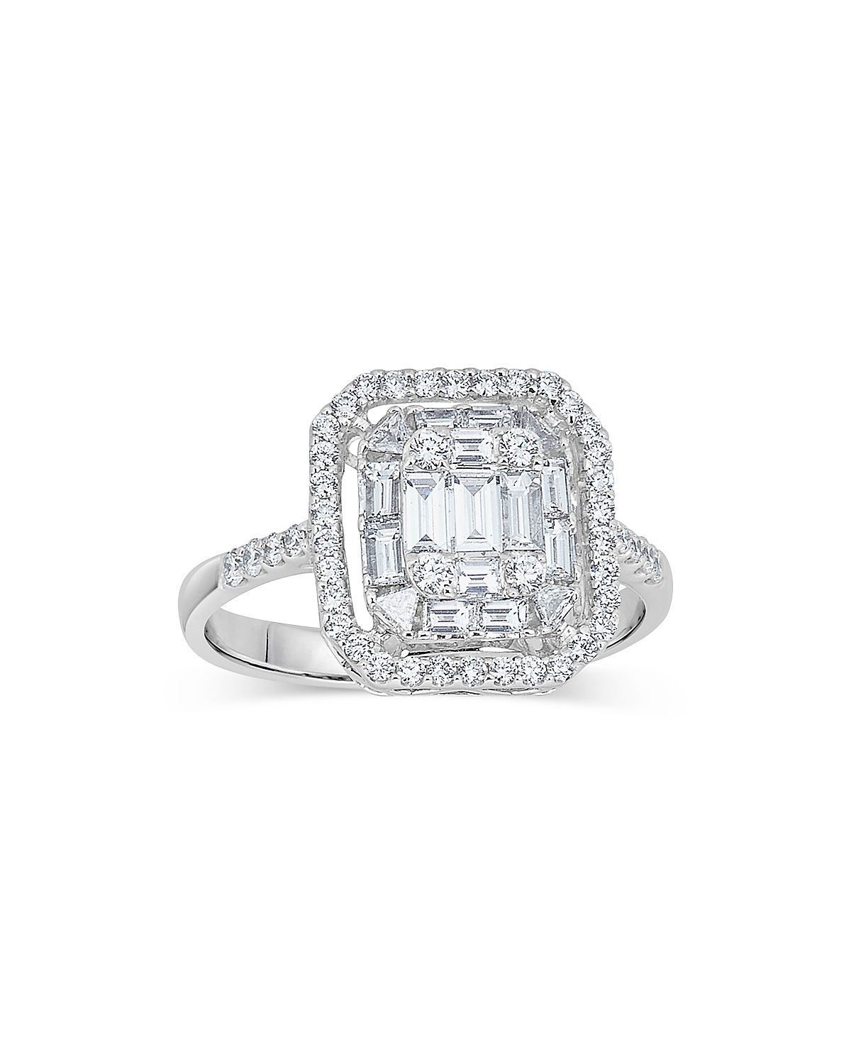 Zydo 18K White Gold Mosaic Diamond Ring, 0.97 tcw