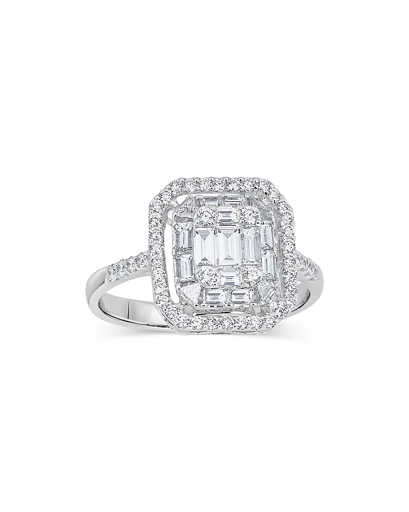 Zydo 18K White Gold Mosaic Diamond Ring, 0.97 tcw