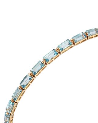 Swiss Blue Topaz Bangle Bracelet in 14K Yellow Gold
