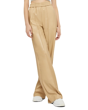 Wolford Faux Leather Wide Leg Pants In Cafe Au Lait