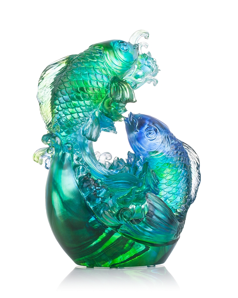 Liuli In Splendor Crystal Sculpture In Blue/green