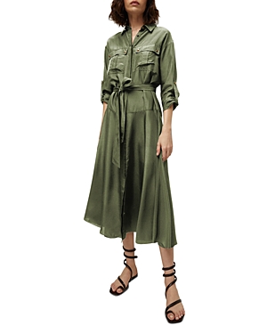 Veronica Beard Camille Belted Silk Shirtdress In Stone Army