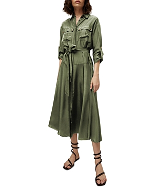 Shop Veronica Beard Camille Silk Dress In Stone Army