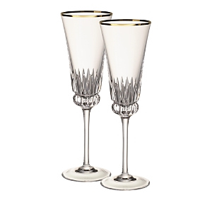 Villeroy & Boch Grand Royal Flutes, Set Of 2 In Clear/gold