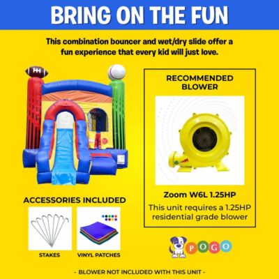 Inflatable Bounce House with Slide for Kids (Without Blower) - 18 x 12 x 14.5 Foot Backyard Inflatable Bouncy House - Built-In Bladder Water Misting System for Kids