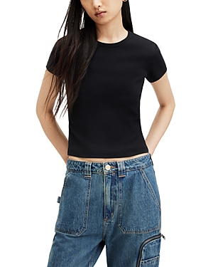 Shop Allsaints Stevie Cropped Tee In Black