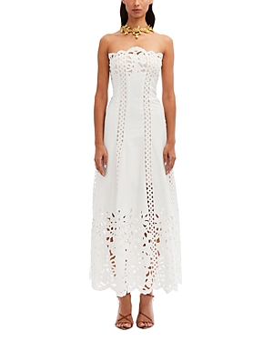 Oscar De La Renta Strapless Floral Cutout Dress In White