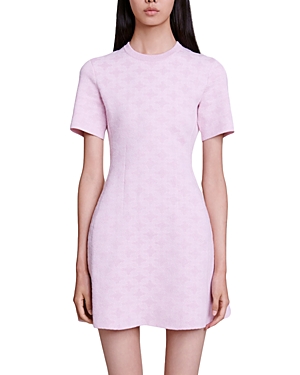 Maje Women's Jacquard Knit Short Dress In Pale Pink