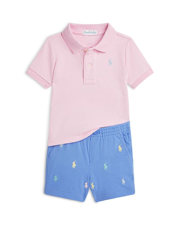 Red Boys Polo T-shirt with Shorts Set main image 0