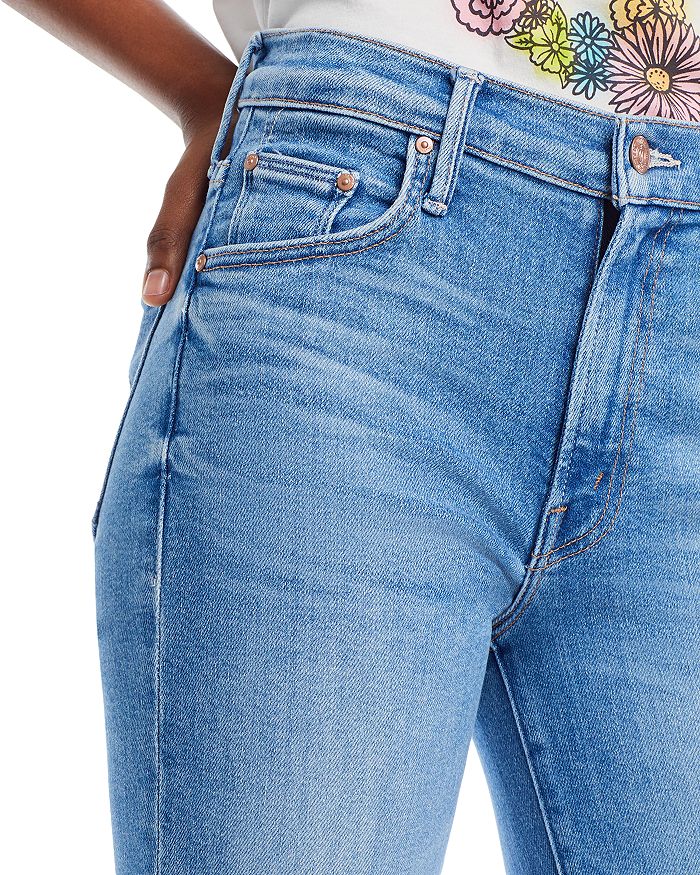Shop Mother The Insider High Rise Crop Step Fray Bootcut Jeans In Out Of The Blue