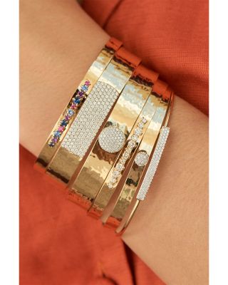 14K Yellow Gold Diamond Hammered Infinity Love Always 5mm Bracelet