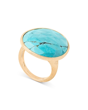 Shop Marco Bicego 18k Yellow Gold Lunaria Turquoise Statement Ring In Blue/gold