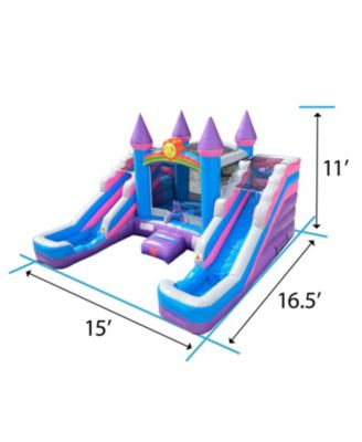 Inflatable Bounce House and Double Slide Combo Unit (Without Blower) - Crossover Combo Bouncer, Kids Outdoor Toys, Jumpers for Kids