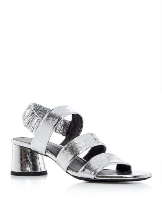 Women s Glove Slingback Block Heels Sandals In Silver