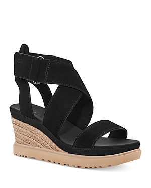 Shop Ugg Women's Ileana Platform Wedge Espadrille Sandals In Black
