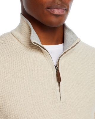 Cotton Tipped Textured Birdseye Half Zip Sweater - Exclusive