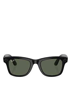 Shop Ray Ban Ray-ban Ray-ban Meta Wayfarer Smart Glasses, 50mm In Black/green Solid