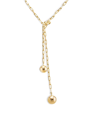 By Adina Eden Double Ball Link Drop Lariat Necklace, 18