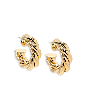 By Adina Eden Wide Twisted Rope Hollow Hoop Earrings In Gold