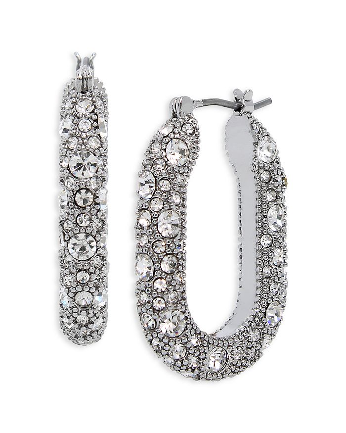 ALLSAINTS Pavé Link Hoop Earrings in Silver Tone Bloomingdale's