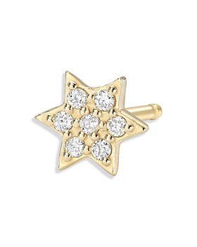 Diamond Lotus Stud Earrings - Zoe Lev Jewelry