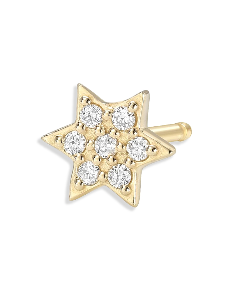 Zoe Lev 14k Yellow Gold Diamond Star Of David Single Stud Earring In Gold