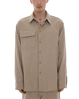 Shop Helmut Lang Button Front Long Sleeve Shirt In Beige