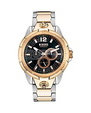 Versus Men's Runyon Multifunction Two-tone Stainless Steel Watch 44mm In Black/two-tone