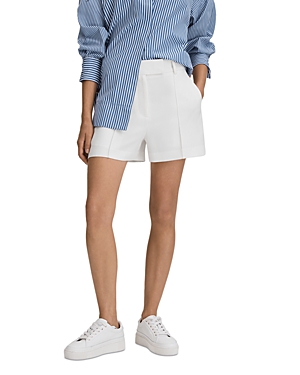 Shop Reiss Sienna Pleated Crepe Shorts In White