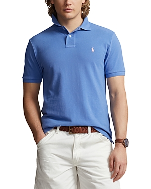 Shop Polo Ralph Lauren Custom Slim Fit Printed Mesh Polo Shirt In New England Blue