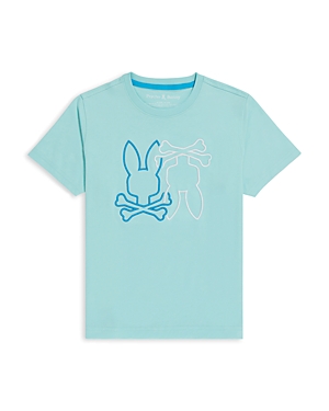 Psycho Bunny Unisex Winton Embroidered Logo Tee - Little Kid, Big Kid In Aqua