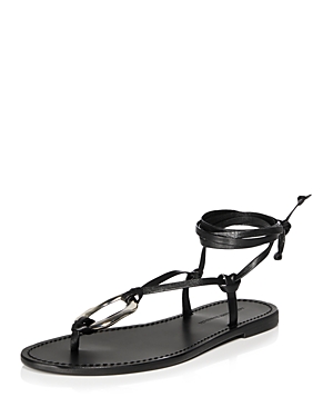 Shop Aqua X Liat Baruch Women's Ilria Ankle Tie Strappy Thong Sandals - 100% Exclusive In Black Leather