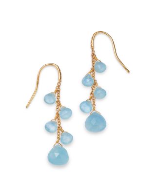 18K Yellow Gold Paradise Aquamarine Chain Drop Earrings - Exclusive