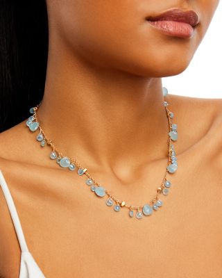 18K Yellow Gold Paradise Aquamarine Dangle Collar Necklace, 16.5" - Exclusive